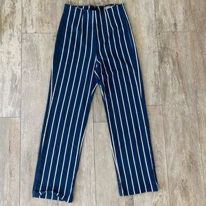 Reformation Marlon Pants Blue and White Stripe